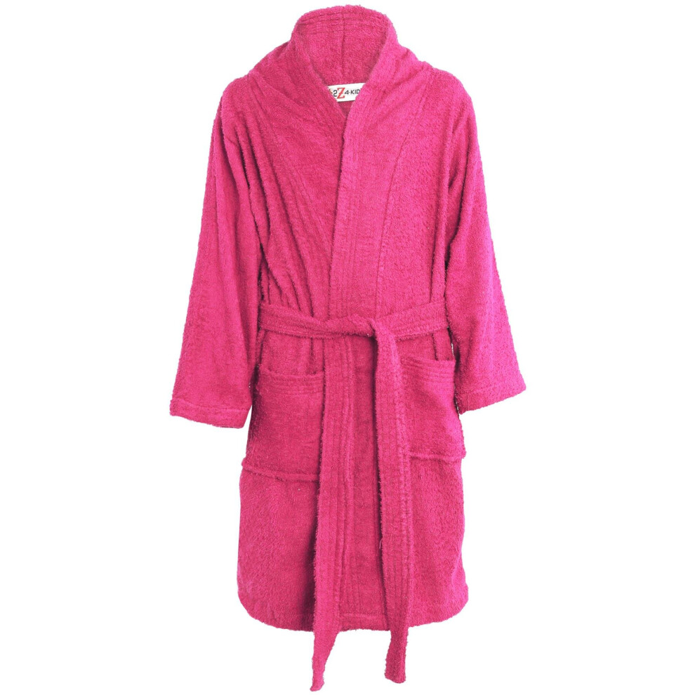 (5-6 Years, Pink) Unisex 100% Cotton Soft Terry Bathrobe Luxury 5-13