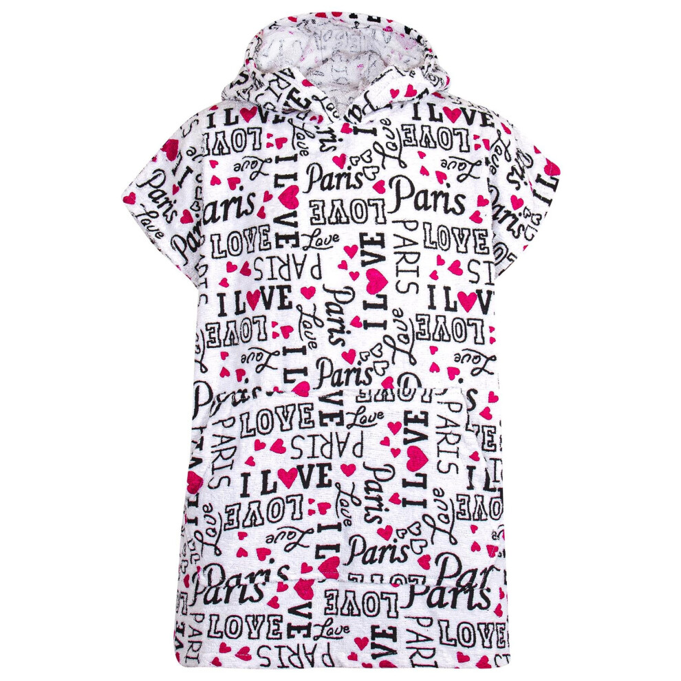 (6-9 Years, I Love Paris) Kids Unisex Towel Poncho Bathrobe Soft Beach Bath-image-OPC-P8XJTSR-NEW
