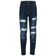 (13 Years, Dark Blue) Kids Ripped Dark Blue Denim Comfort Stretch Pants