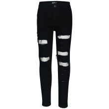 (13 Years, Jet Black) Kids Ripped Black Denim Comfort Stretch Pants