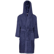 (9-10 Years, Navy) Girls 100% Cotton Soft Terry Hooded Bathrobe 2-13