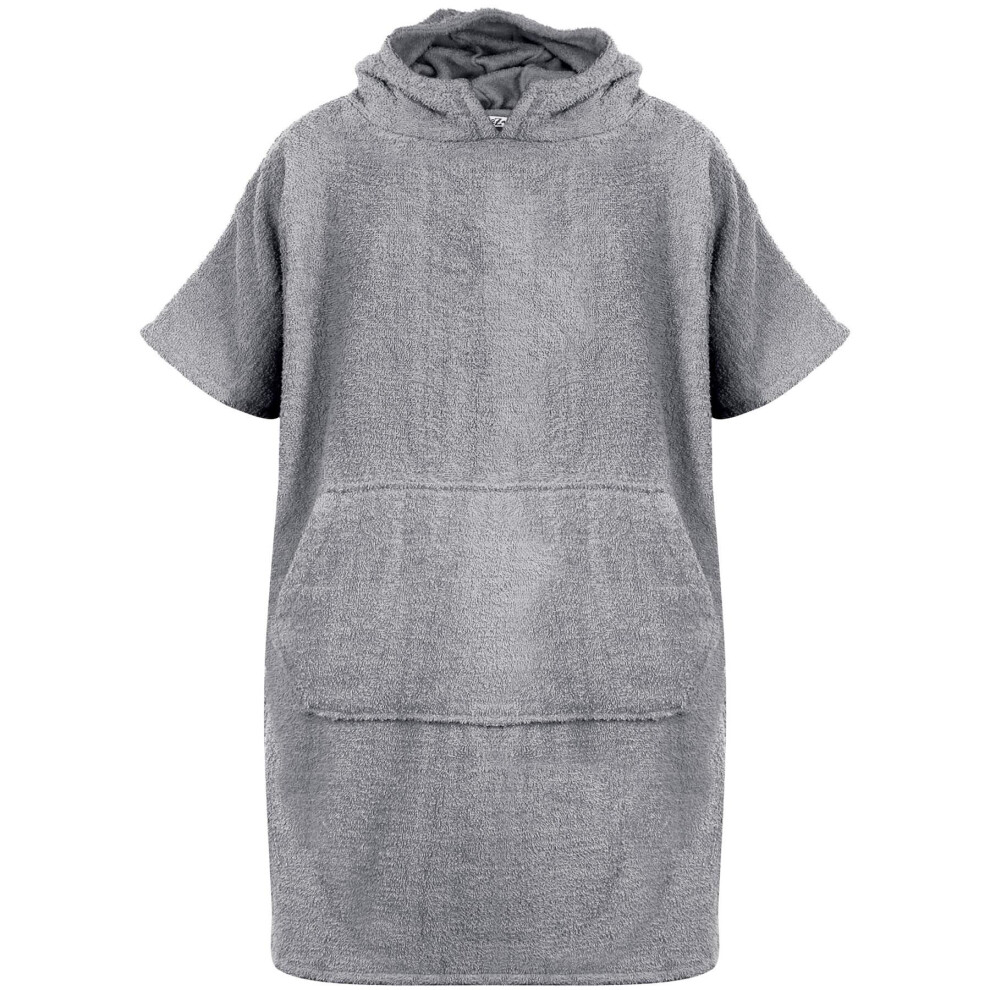 (10-13 Years, Steel Grey) Kids Unisex Towel Poncho Bathrobe Soft Beach Bath