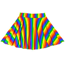 (5-6 Years, Skater Skirt) Girls Rainbow Crop Top T Shirt Legging Dresses