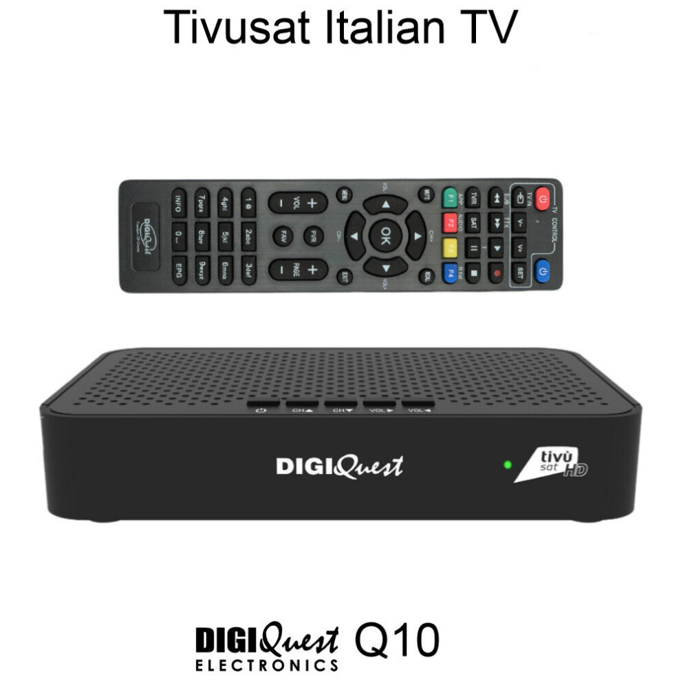(Tivusat Digiquest Q10 Hd, Pre-Activated Smart Card) Tivusat Italian Hd 4K Decoder + Tivu Smartcard Telesystem Fuba Digiquest Ultra 3713804112929