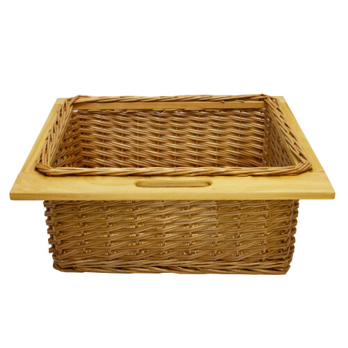 (400mm, 1 Basket ) Pull Out Wicker Baskets Kitchen Storage Larder Base Unit  Beech Runners 1