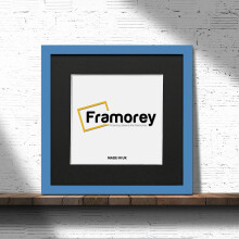 (Blue With Black Mount, 9x9 Pic (11x11 Frame)) Square Size Blue Picture Frame Photo Frames With Multicolored Mount Flat Wooden Poster Frames