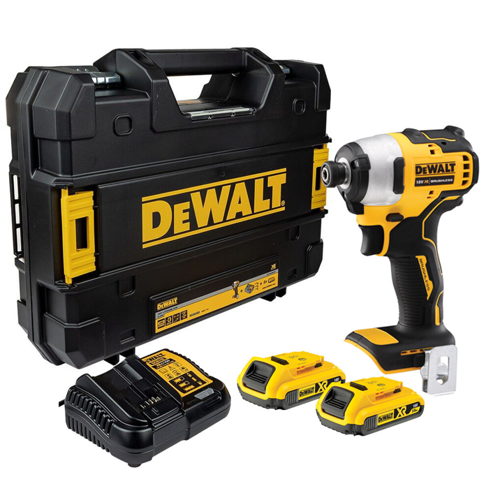DeWalt DCF809D2T 18V XR Brushless Compact Impact Driver With 2 x 2.0Ah Batteries, Charger & Case