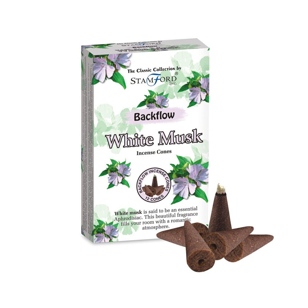 37432 Stamford Backflow Incense Cones - White Musk - Set of 12