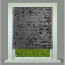 (Charcoal, 90x165cm) Luxury Living Crushed Velvet Roller Blind Trimmable Polyester Roller Blind