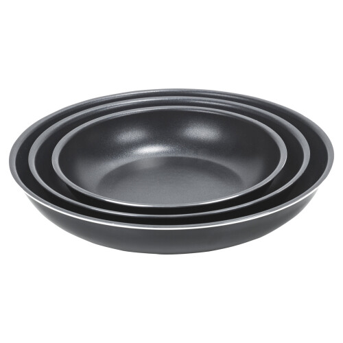 URBN-CHEF (3 Piece Frying Pan Set) 3 Pcs Black Ceramic Induction Stackable Pots Pans 1