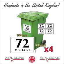 (BN008 Perpetua) Custom Bin Stickers House Street Name  A6 4 Pack