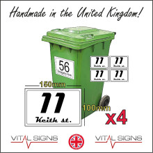 (BN009 Magento) Custom Bin Stickers House Street Name A6 4 Pack