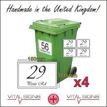 (BN005 Vivaldi Italic) Custom Bin Stickers House Street Name A6 4 Pack
