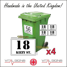 (BN006 Stencil) Custom Bin Stickers House Street Name A6 4 Pack