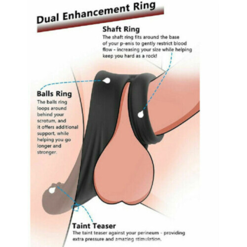 Black Waterproof Penis Enhancer Silicone Cock Ring 2