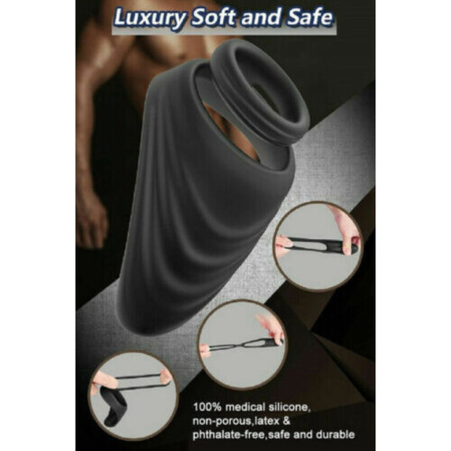 Black Waterproof Penis Enhancer Silicone Cock Ring 1