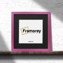 (Pink With Black Mount, 12x12 Pic (14x14 Frame)) Square Size Pink Picture Frame Photo Frames With Multicolored Mount Flat Wooden Poster Frames