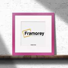 (Pink With White Mount, 55x55CM Pic (65x65CM Frame)) Square Size Pink Picture Frame Photo Frames With Multicolored Mount Flat Wooden Poster Frames