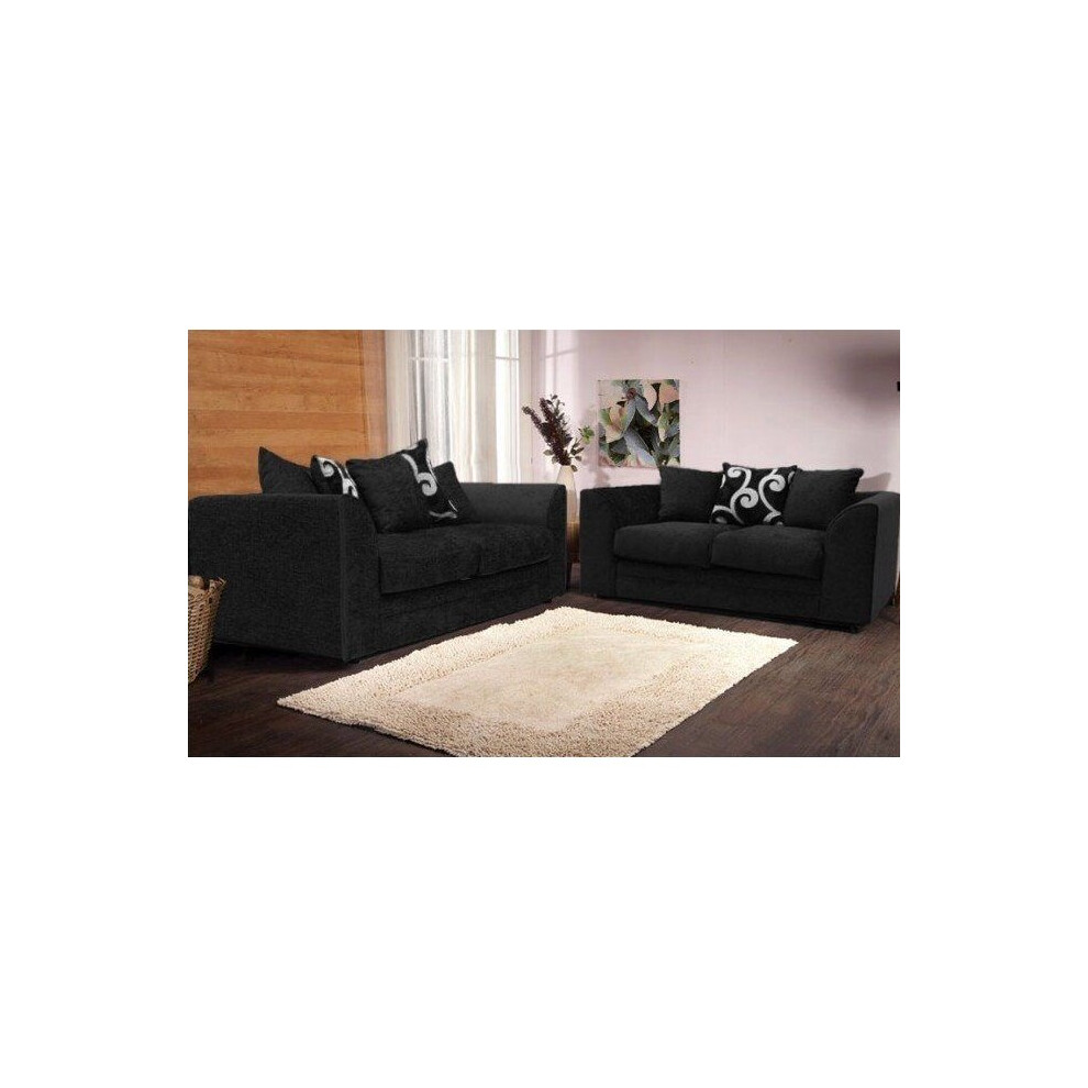 (Black, 3 & 2 Seater Set) Zink 3 & 2 Seater Sofa Set - 2 Colours