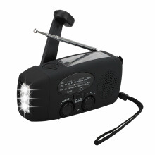 (Black-European version ) 2in1 Portable Wind Up Solar USB Rechargeable Hand Crank AM FM Radio Light Torch