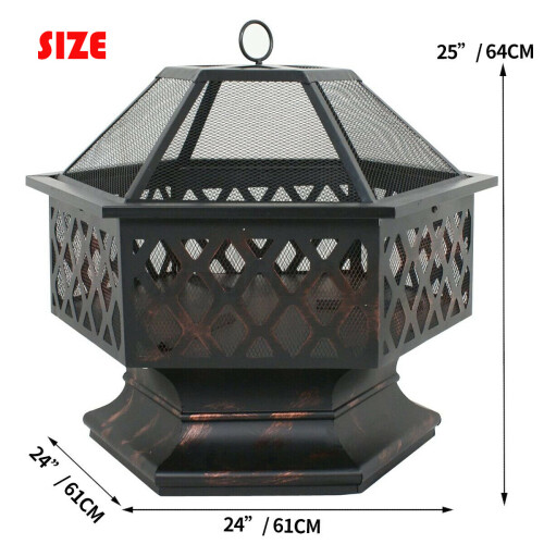 Fire Pit BBQ Firepit Brazier Stove Patio Heater Grill Garden Hexagonal 1