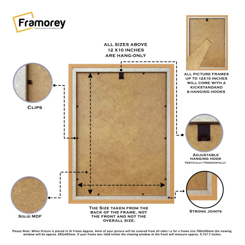 (A3 Pic (A2 Frame)) Beech Picture Frame Photo Frames With Ivory Mount Wall Art Hanging Frame Home Decor Frame 1