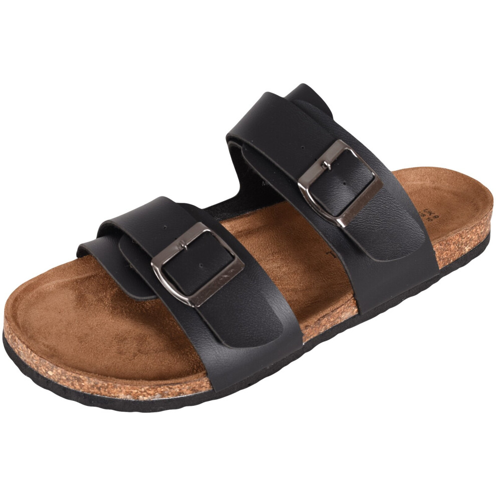 (Black, UK 8 / EU 42 - Mens) Brave Soul Mens Slider Cork Mule Pool Sandals