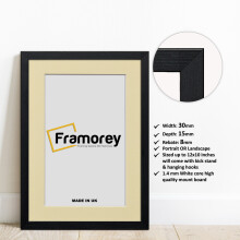 (6x4" Pic (8x6" Frame)) Ash Black Picture Frame Photo Frames With Ivory Mount Wall Art Hanging Frame Home Decor Frame