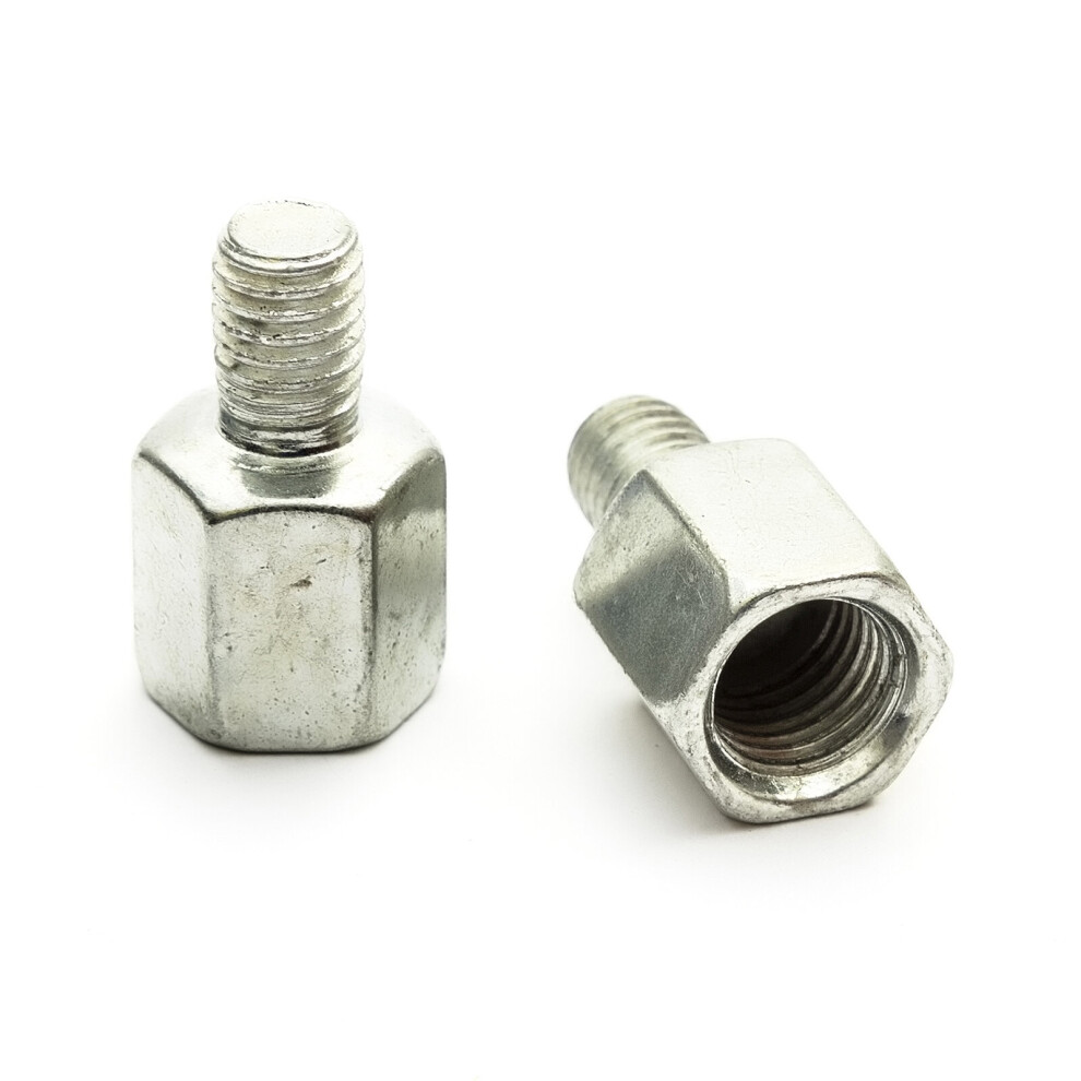 2 Wing Mirror Adapters 8Mm Male - 10Mm Female Bolt Fits Motorcycle Silver 5056213522803