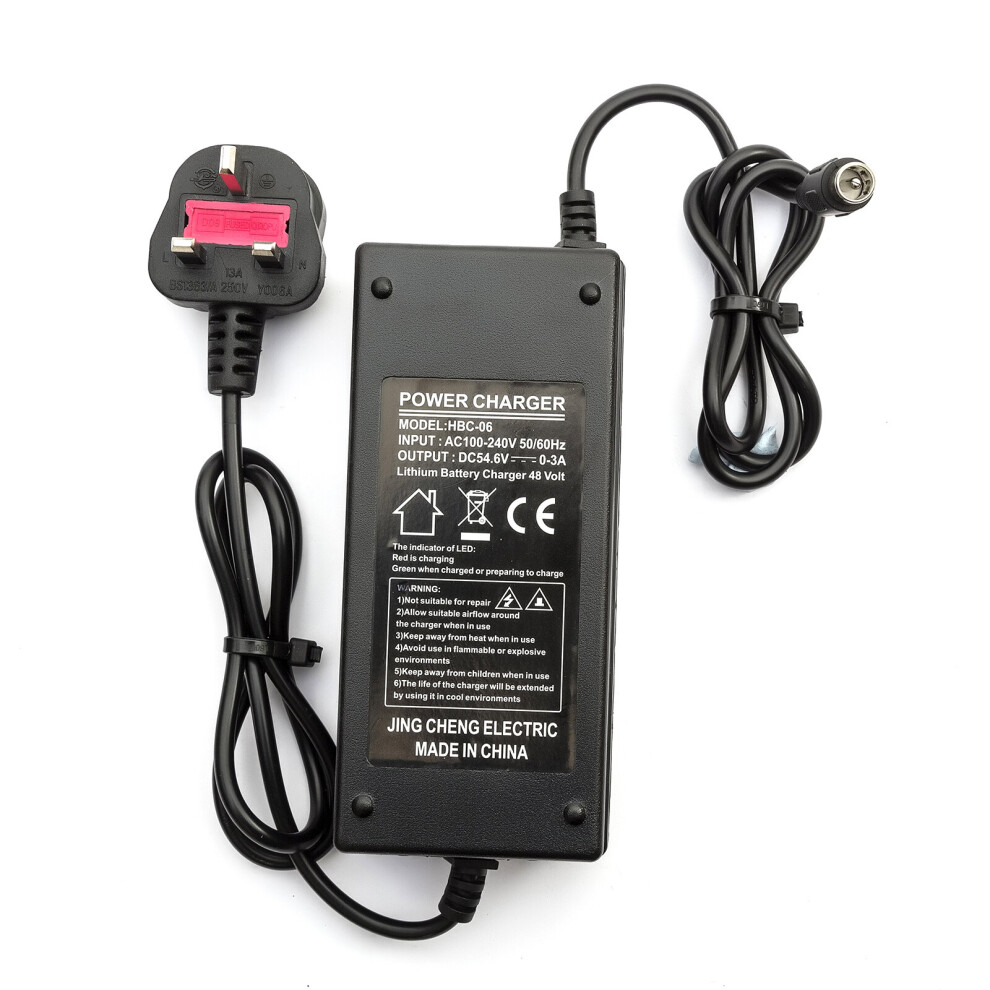 Lithium Battery Charger 48 Volt 0-3 Amp Male Plug Fits ENGWE EP-2 Electric Bike