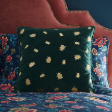 Wedgwood Firefly Emerald Plush Velvet Embroidered Feather Filled Cushion Sofa Bed Accessory 50x50cm