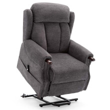 (Greys) Halton Electric Fabric Single Motor Riser Recliner Lift Mobility Tilt Chair