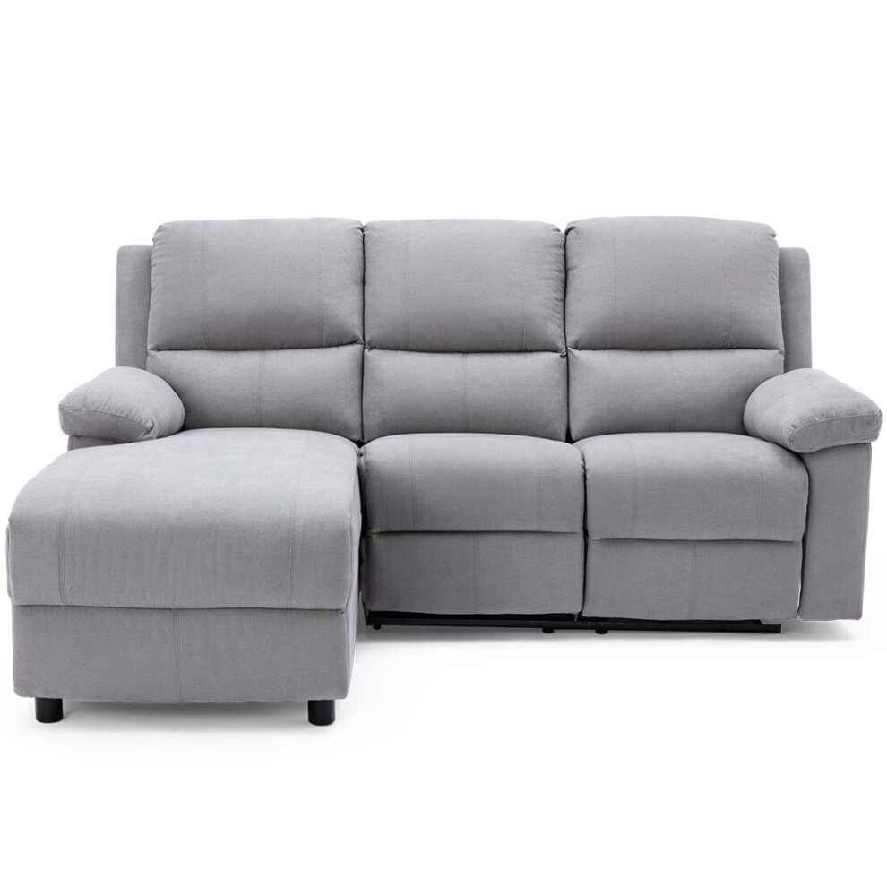 Valencia Fabric Chaise 3 Seater High Back Modern L Shape Recliner Sofa