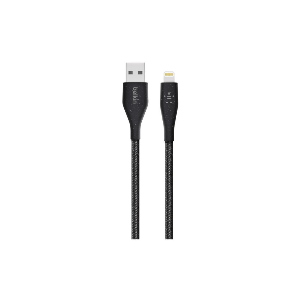 Belkin Duratek Plus Lightning to USB-A Cable with Leather Strap | 4ft / 1.2m - Black - F8J236bt04-BLK