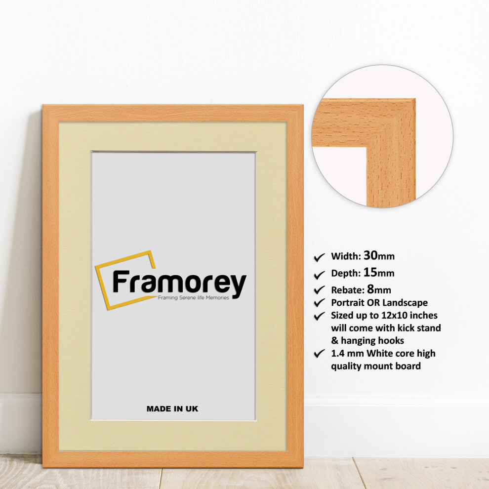 (20x16" Pic (24x20" Frame)) Beech Picture Frame Photo Frames With Ivory Mount Wall Art Hanging Frame Home Decor Frame-image-OPC-P8X6FJZ-NEW