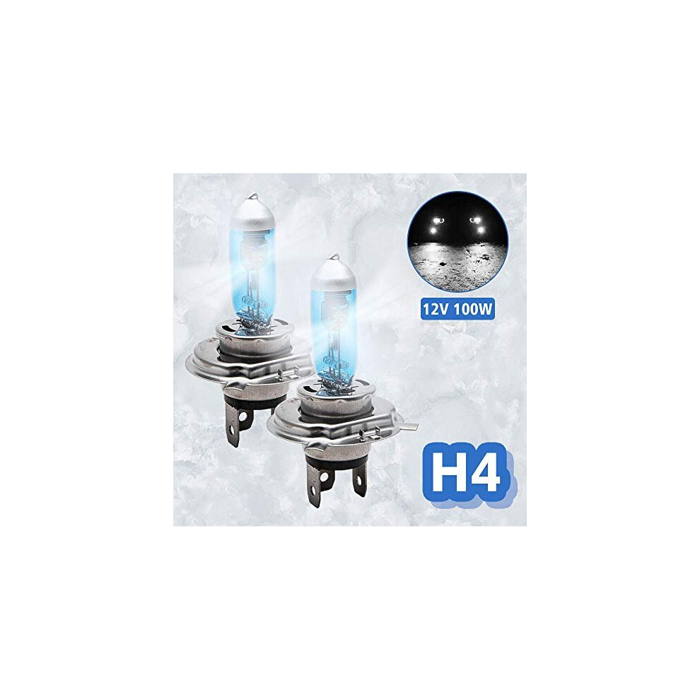 Xenon Headlight Bulb H4, 2 X Maso Super Vehicle Car Headlight Bulbs, 100W 6000K Xenon Halogen Headlamp,12V Â White 724873604072