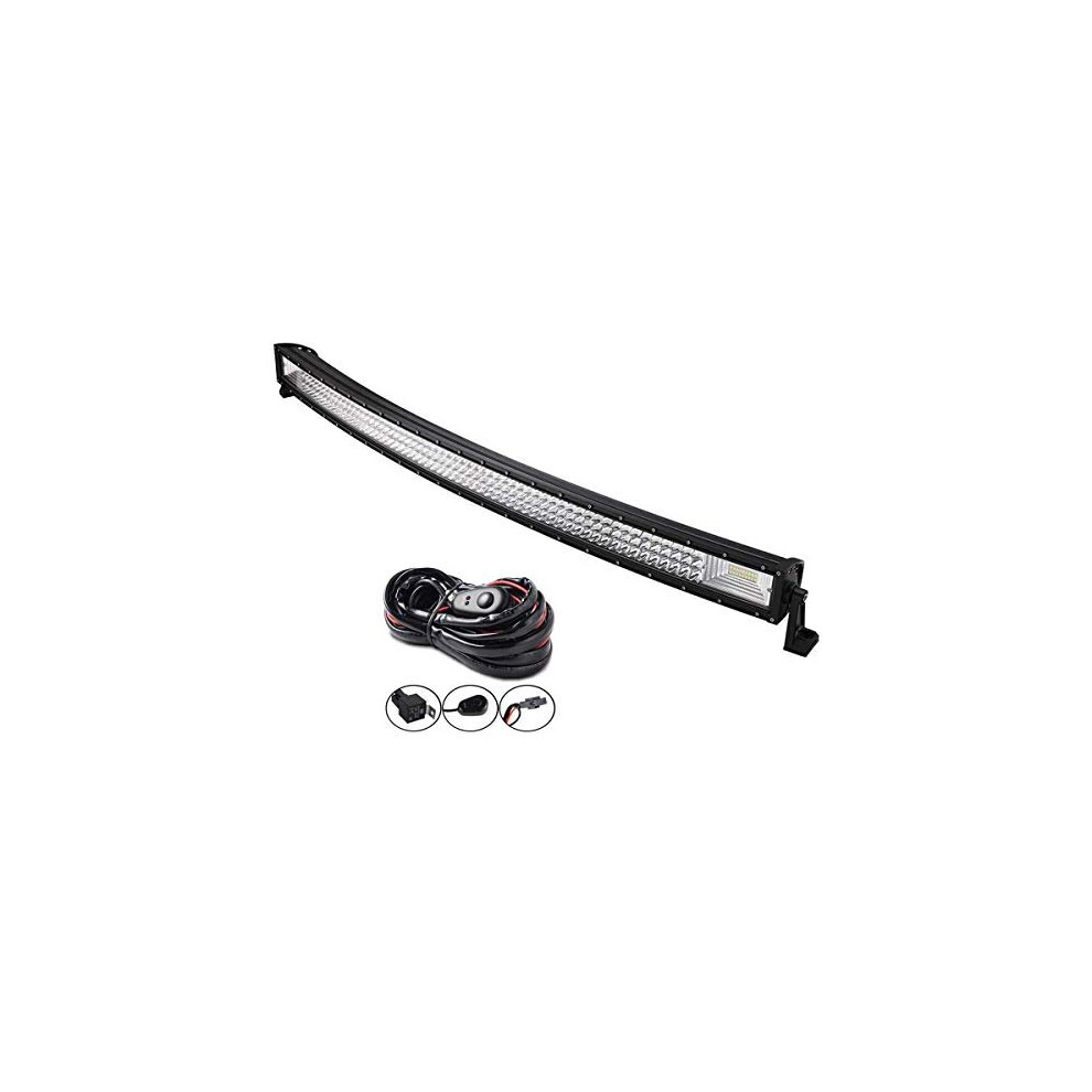 Auxtings 52 Inch 675W Curved Triple Row 7D Led Work Bar Spot Flood Combo Beam With Wiring Harness Dc 12V-24V 6000K Offroad Vehicles 4X4 Atv Light 613617675013