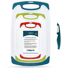 SKERITO Chopping Board Set, BPA Free Plastic Kitchen Cutting Boards with Non-Slip Feet and Deep Drip Juice Groove