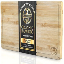 Deer & Oak  Large Premium Wooden Chopping Board - 45 x 30 x 2 cm Bamboo Cutting Board For Carving Meat or Vegetables - Pre Oiled, Treated, Premi