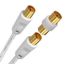 RL 3M White TV Aerial Cable, With Extension Lead Extra Long Replacement, Flex For Cabling, Copper Conductor Full Length, Low Loss for Broadband,