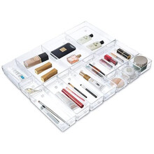 Unique Impression Set of 15 Drawer Organiser Trays Clear Drawer Dividers For Make-up - Organiser for Bedroom, Bathroom, Office, Kitchen - Drawe