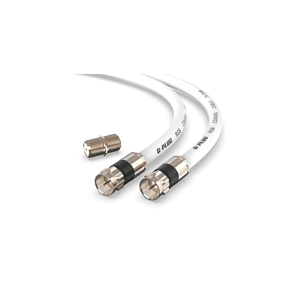 2m G-PLUG RG6 Coaxial Cable Connectors Set  High-Speed Internet, Broadband and Digital TV Aerial, Satellite Cable Extension  Weather-Sealed Dou