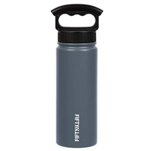 FIFTY/FIFTY Double Wall Vacuum Insulated Water Bottle, Stainless Steel, Wide Mouth with Three Finger Cap