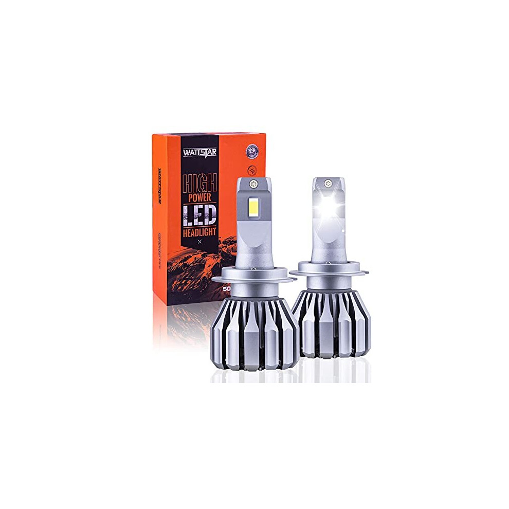 Wattstar H7 Led Headlight Bulbs Conversion Kit, 64W Super Bright Hi/Lo Beam Headlamp With Fan, Ip68 Flip Chip 9600Lm 6500K 2-Pack White 753215706136
