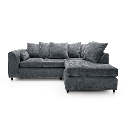 (Right Hand Corner) Monaco Grey Crushed Chenille Sofa Sets