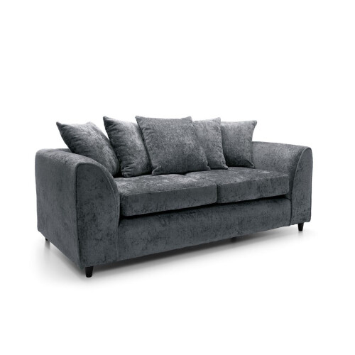 (3 Seater) Monaco Grey Crushed Chenille Sofa Sets