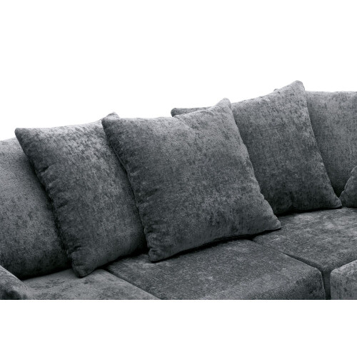 (Left Hand Corner) Monaco Grey Crushed Chenille Sofa Sets 2