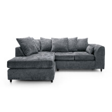 (Left Hand Corner) Monaco Grey Crushed Chenille Sofa Sets