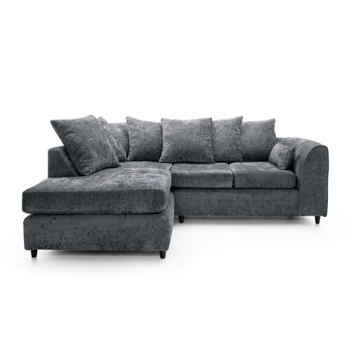 (Left Hand Corner) Monaco Grey Crushed Chenille Sofa Sets