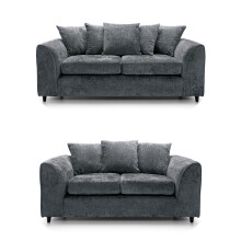 (3 & 2 Seater Set) Monaco Grey Crushed Chenille Sofa Sets